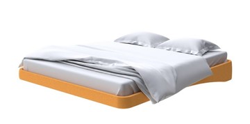 Кровать двуспальная парящая 160х200, Велюр (Scandi Cotton 18 Шафран) в Лабытнанги