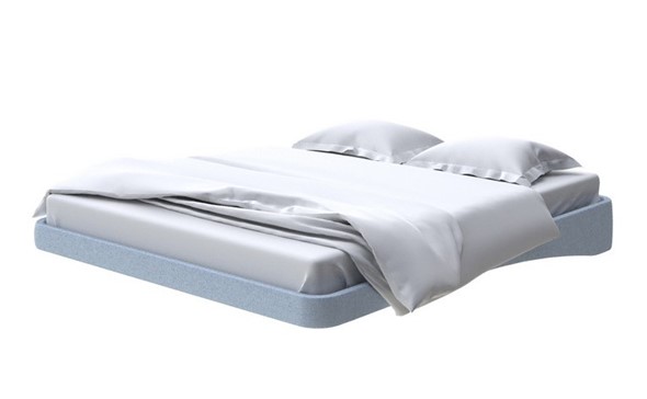 Кровать двуспальная парящая 160х200, Велюр (Scandi Cotton 21 Китайский Голубой) в Лабытнанги - изображение