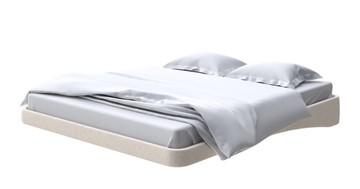 Парящая кровать 2-спальная 200х200, Искусственная шерсть (Лама Бежевый) в Салехарде
