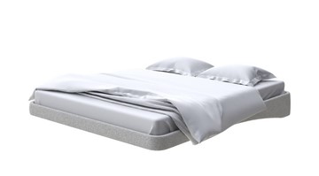 Парящая кровать 2-спальная 200х200, Искусственная шерсть (Лама Светло-серый) в Салехарде