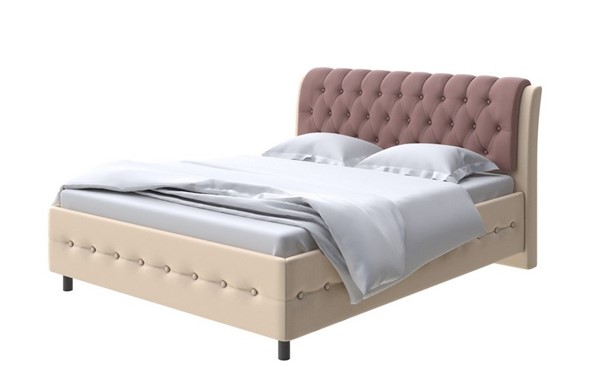 Кровать 1,5-спальная Como (Veda) 4 140х200, Экокожа (Бежевый/Молочный шоколад) в Салехарде - изображение