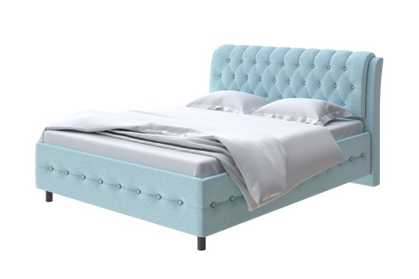 1,5-спальная кровать Como (Veda) 4 140х200, Велюр (Scandi Cotton 20 Голубой Лед) в Салехарде - изображение