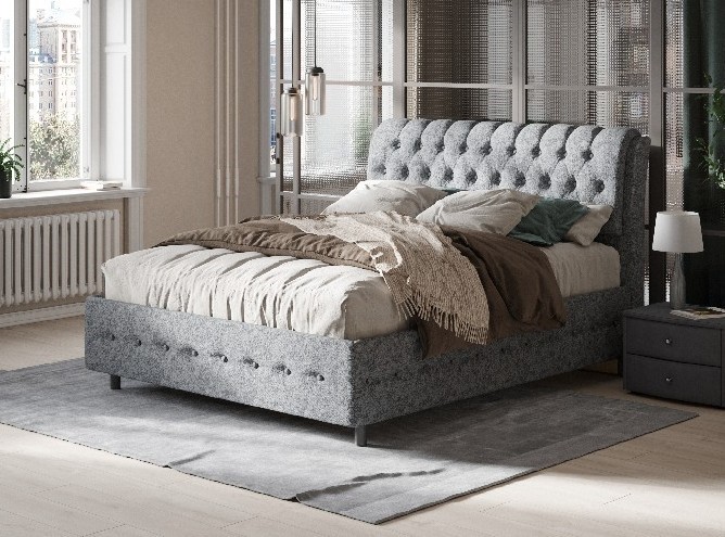 Полутороспальная кровать Como (Veda) 4 Grand 160х200, Рогожка (Levis 85 Серый) в Салехарде - изображение 2