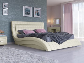 Двуспальная кровать с механизмом Атлантико 180x200, Экокожа (Молочный перламутр) в Надыме