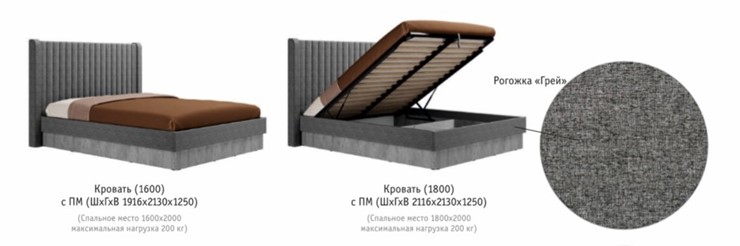 Кровать с механизмом 2-спальная Бержер, 1600, Б 2.0.5 в Салехарде - изображение 2