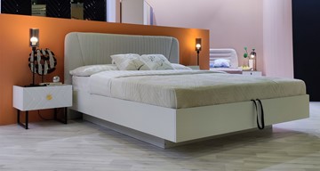 Кровать с подъемным механизмом Марсель-11 (Белый, ткань Catania white) 1600 в Муравленко - предосмотр 4