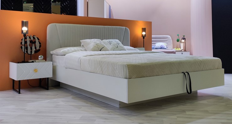 Кровать с механизмом полуторная Марсель-11 (Белый, ткань Catania white) 1400 в Муравленко - изображение 4
