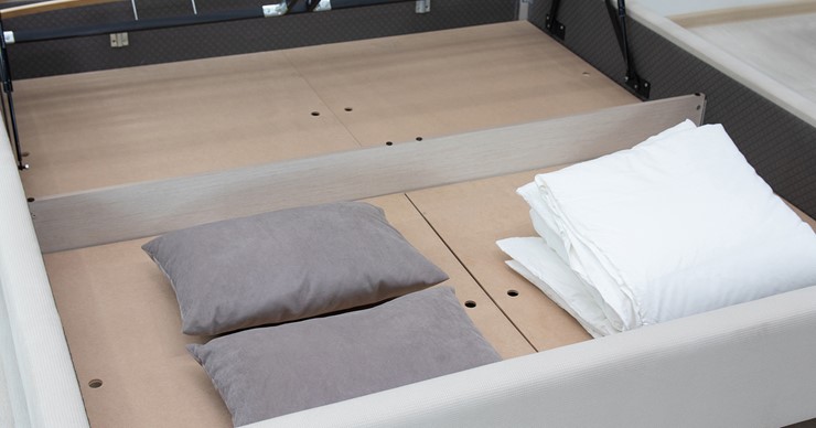 Кровать с подъемным механизмом Мелисса 160,арт. Тори 56 велюр (светло-бежевый) + кроватное дно в Салехарде - изображение 4