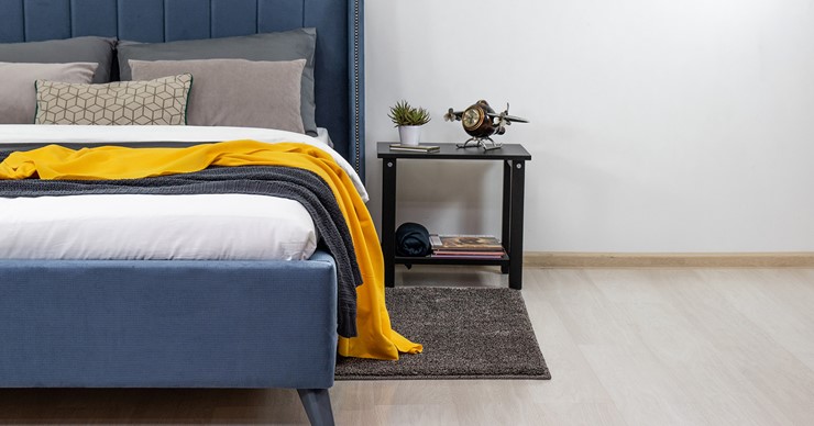 Двуспальная кровать с механизмом Мелисса 160,арт. Тори 83 велюр (серо-синий) + кроватное дно в Салехарде - изображение 4