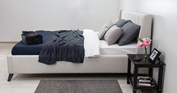 Двуспальная кровать с механизмом Мелисса 180,арт. Тори 56 велюр (светло-бежевый) + кроватное дно в Салехарде - предосмотр 5