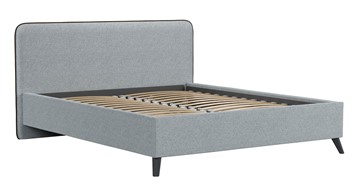 Кровать с подъемным механизмом Миа, 160 Bravo grey (серый) / кант Лайт 10 Велюр (коричневый) + кроватное дно в Салехарде - предосмотр 1