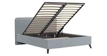 Кровать с подъемным механизмом Миа, 160 Bravo grey (серый) / кант Лайт 10 Велюр (коричневый) + кроватное дно в Салехарде - предосмотр 2