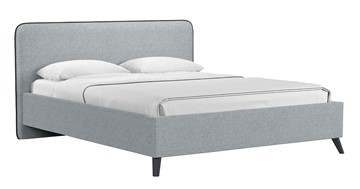 Кровать с подъемным механизмом Миа, 160 Bravo grey (серый) / кант Лайт 10 Велюр (коричневый) + кроватное дно в Лабытнанги