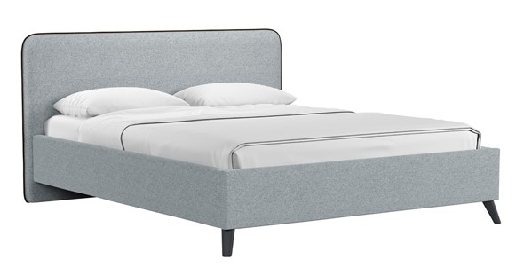 Кровать с подъемным механизмом Миа, 160 Bravo grey (серый) / кант Лайт 10 Велюр (коричневый) + кроватное дно в Салехарде - изображение