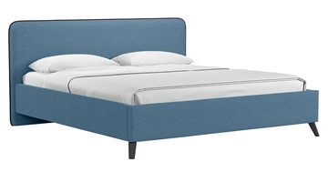 Кровать с подъемным механизмом Миа, 180 Bravo blue (светло-синий) / кант Лайт 10 Велюр (коричневый) + кроватное дно в Салехарде - предосмотр