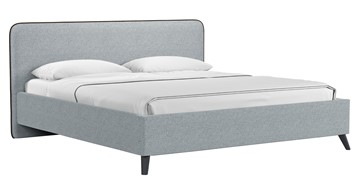 Двуспальная кровать с механизмом Миа, 180 Bravo grey (серый) / кант Лайт 10 Велюр (коричневый) + кроватное дно в Лабытнанги