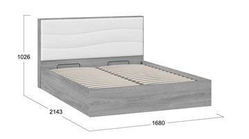 Кровать с подъемным механизмом Миранда тип 1 (Дуб Гамильтон/Белый глянец) в Ноябрьске - предосмотр 1