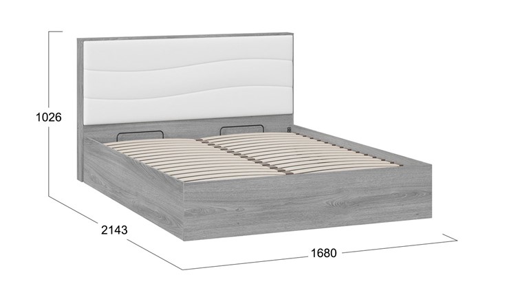 Кровать с подъемным механизмом Миранда тип 1 (Дуб Гамильтон/Белый глянец) в Лабытнанги - изображение 1