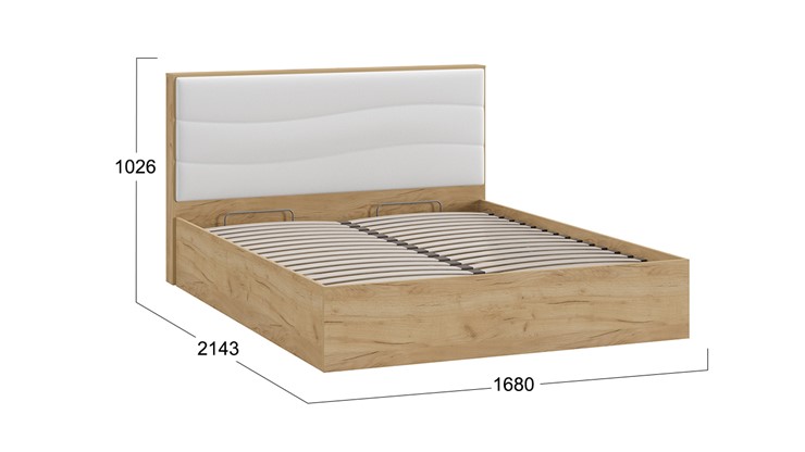 Кровать с подъемным механизмом Миранда тип 1 (Дуб крафт золотой/Белый глянец) в Новом Уренгое - изображение 1