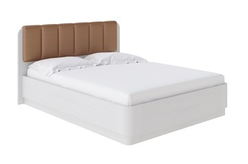 Кровать с механизмом 2-спальная Wood Home 2 160х200, Экокожа (Белая эмаль (сосна) с брашированием/Бронзовый перламутр (5069)) в Салехарде
