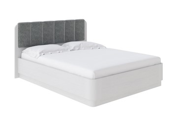 Кровать с механизмом 2-спальная Wood Home 2 160х200, Флок (Белая эмаль (сосна) с брашированием/Бентлей Светло-серый) в Лабытнанги