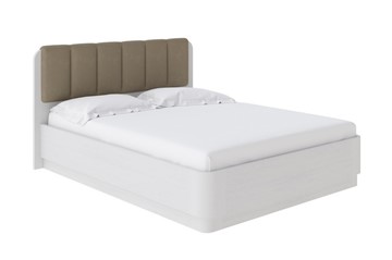 Двуспальная кровать с механизмом Wood Home 2 160х200, Микрофибра (Белая эмаль (сосна) с брашированием/Diva Тауп) в Лабытнанги