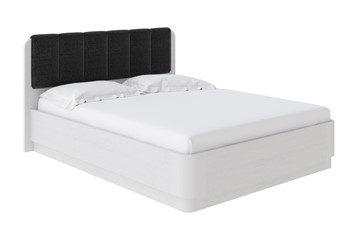 Кровать с механизмом двуспальная Wood Home 2 160х200, Велюр (Белая эмаль (сосна) с брашированием/Лама Темно-серый) в Лабытнанги