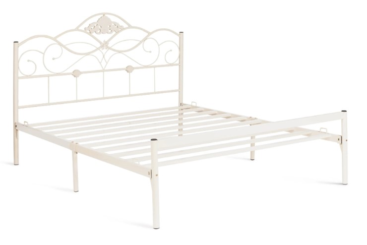 Кровать с основанием Federica (mod. AT-881) дерево гевея/металл, 160*200 (Queen bed), Белый (butter white) в Салехарде - изображение 1