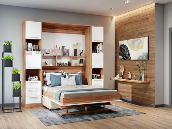 Кровать-шкаф с диваном Бела 1, с полкой ножкой, 1600х2000 в Салехарде - изображение