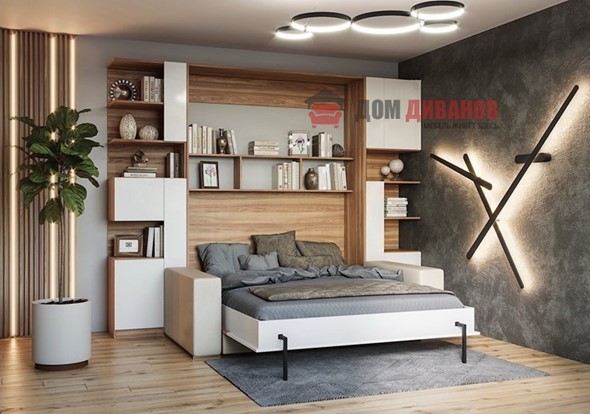 Кровать-шкаф с диваном Дина, 1400х2000 в Салехарде - изображение