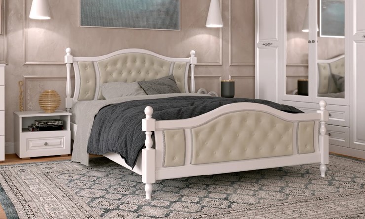 Кровать 2-спальная Жасмин (Белый античный) 160х200 в Муравленко - изображение 1