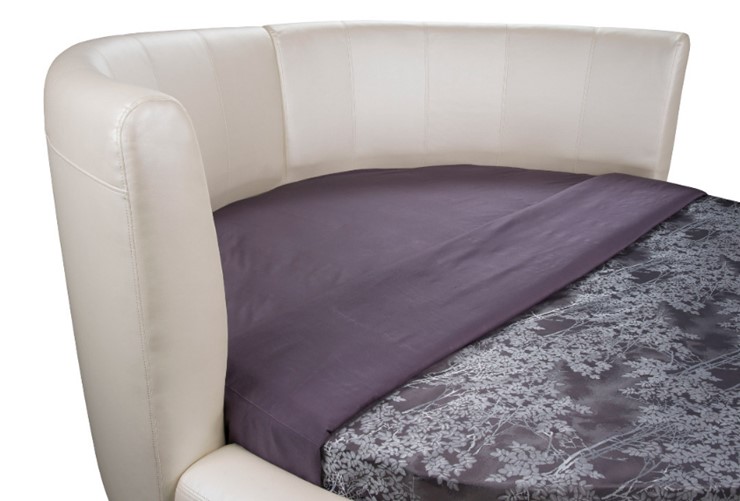 Круглая кровать Luna 200х200, Экокожа (Белый) в Салехарде - изображение 1