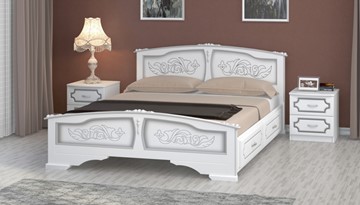 Кровать с выкатными ящиками Елена (Белый Жемчуг) 160х200 в Салехарде