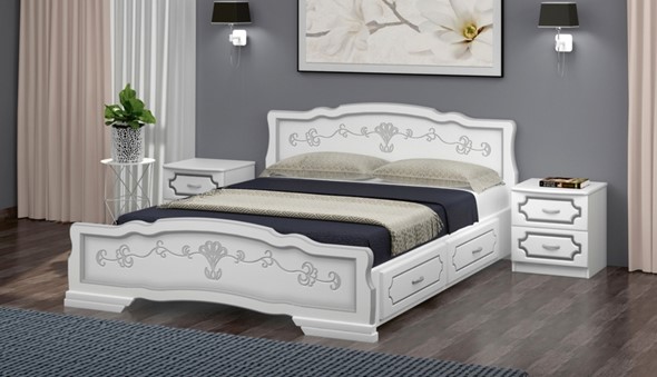 Кровать с выкатными ящиками Карина-6 (Белый Жемчуг) 160х200 в Салехарде - изображение