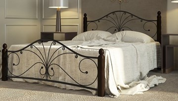 Кровать двуспальная Фортуна 1, 1600, черный/шоколад в Надыме