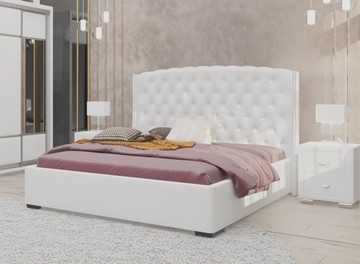 Кровать двуспальная Dario Slim 160x200, Экокожа (Белый) в Лабытнанги