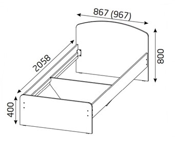Кровать 900х2000 со средником и низкой ножной спинкой в Тарко-Сале - предосмотр 1