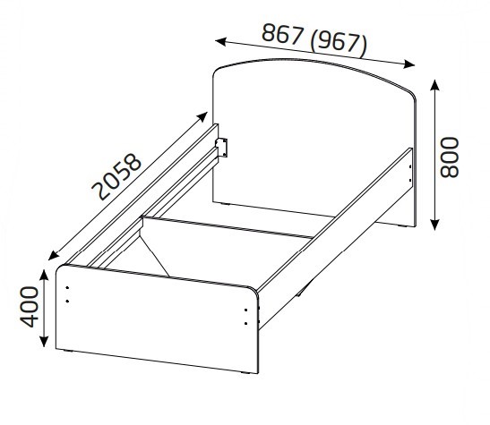 Кровать в спальню 800х2000 со средником и низкой ножной спинкой в Салехарде - изображение 1