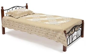 Кровать AT-808 дерево гевея/металл, 90*200 см (Single bed), красный дуб/черный в Салехарде
