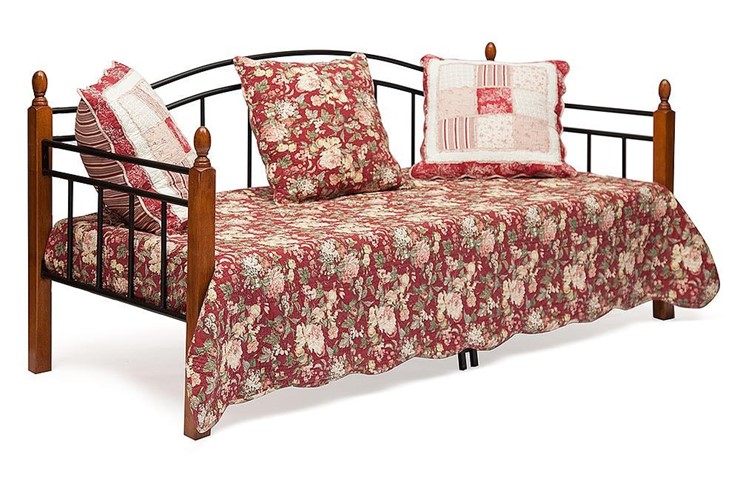 Кровать односпальная LANDLER дерево гевея/металл, 90*200 см (Day bed), красный дуб/черный в Салехарде - изображение 1