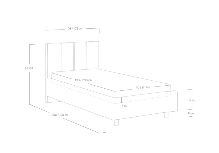 Кровать односпальная Prato 90х190 с основанием в Салехарде - изображение 5