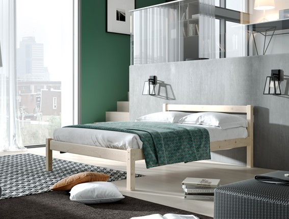 Кровать 2-х спальная Рино с опорными брусками 160х200 массив сосны, без покрытия в Надыме - изображение
