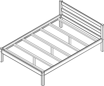 Кровать 1-спальная Рино с опорными брусками 120х200 массив сосны, без покрытия в Салехарде - предосмотр 1