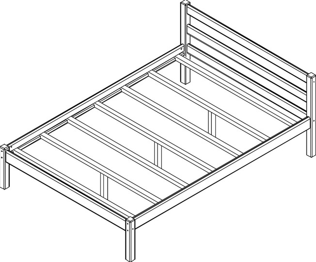 Односпальная кровать Рино с опорными брусками 140х200 массив сосны, без покрытия в Салехарде - изображение 1