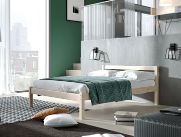 Спальная кровать Мебельград Рино с опорными брусками 90х200 массив сосны, без покрытия в Надыме
