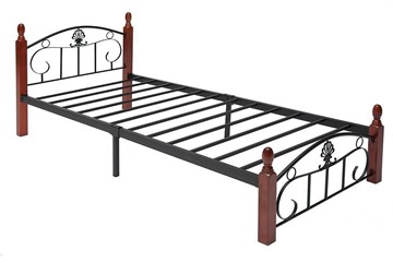 Спальная кровать РУМБА (AT-203)/ RUMBA  дерево гевея/металл, 90*200 см (Single bed), красный дуб/черный в Салехарде - предосмотр 1