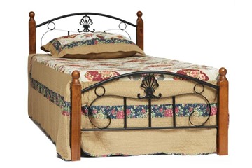 Спальная кровать РУМБА (AT-203)/ RUMBA  дерево гевея/металл, 90*200 см (Single bed), красный дуб/черный в Салехарде