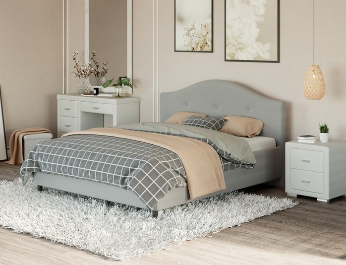 Кровать Como (Veda) 7 140x190, Искусственная шерсть (Лама Светло-серый) в Салехарде - изображение 2