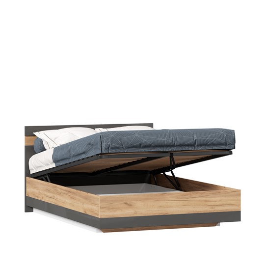 Кровать полутороспальная Фиджи 1400 с подъемным механизмом ЛД 659.075, Дуб золотой/Антрацит в Салехарде - изображение 2