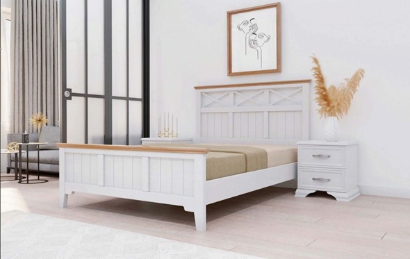 Полутороспальная кровать Грация-5 карниз сосна (Белый Античный) 140х200 в Салехарде - изображение